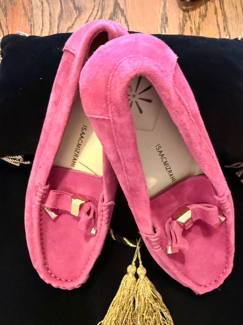 Isaac Mizrahi Hot Pink Suede Bow Loafers